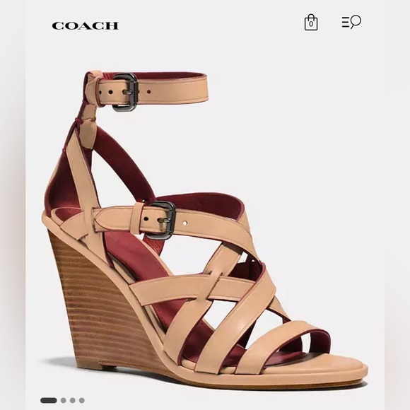 Caoch Dawn Wedge Leather Strappy Sandals Women's size 6.5 - Picture 1 of 10